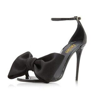 Pazzion Women Graceful Bowknots Open Toe Sandals Skinny Ankle Strap Stiletto